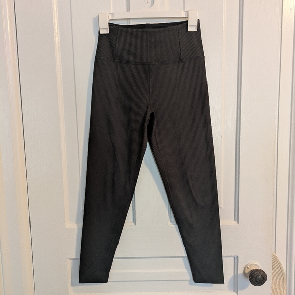 girlfriend collective Pants - Girlfriend Collective Black High-Waisted Ribbed Compressive Leggings
